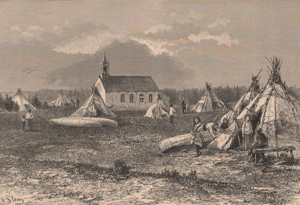 A station of the Hudson Bay Company. Canada 1885 old antique print picture